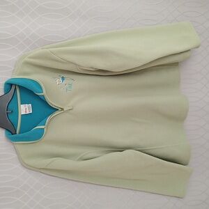 Disney Store XXL Pale Green 1/4 Zip Pullover Fleece Top w/ Tinkerbell Embroidery